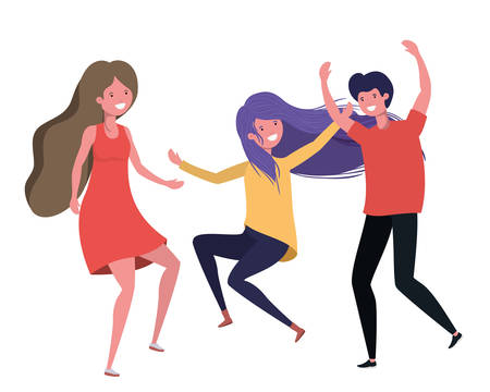 group of people dancing in white background vector illustration designのイラスト素材