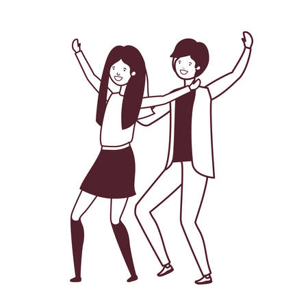 silhouette of young couple dancing in white background vector illustration designのイラスト素材