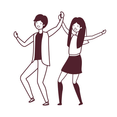 silhouette of young couple dancing in white background vector illustration designのイラスト素材
