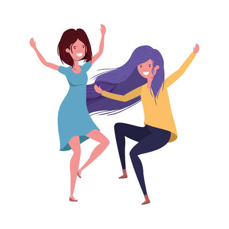 dancing women in white background vector illustration designのイラスト素材