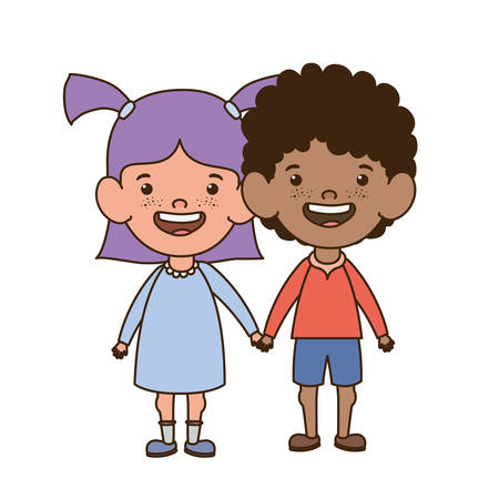 couple baby standing smiling on white background vector illustration designのイラスト素材