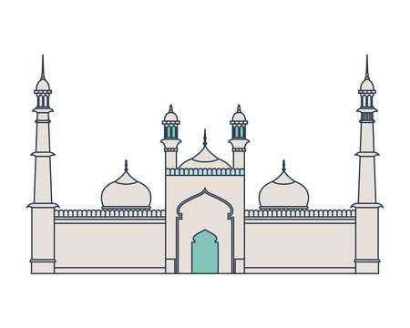 edification of islamic mosque jama masjid and Indian independence day vector illustration designのイラスト素材