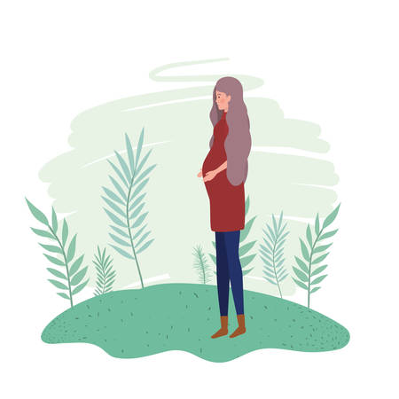 beautiful woman pregnant standing on white background vector illustration designのイラスト素材