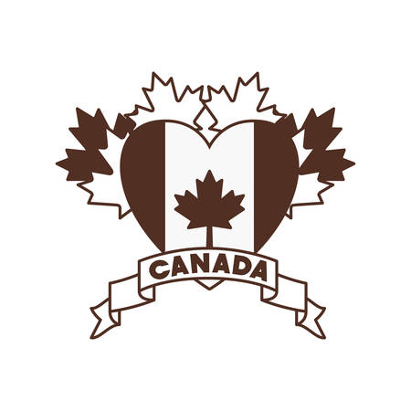 Maple leaf ribbon heart and canada design, Culture national country travel and tourism theme Vector illustrationのイラスト素材