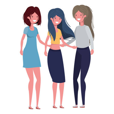 young women in white background avatar character vector illustration designのイラスト素材