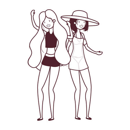 silhouette of women with swimsuit on white background vector illustration designのイラスト素材