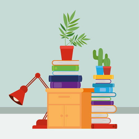 Study room design, Furniture home decoration interior design house education and apartment theme Vector illustrationのイラスト素材