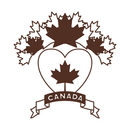 Maple leaf ribbon heart and canada design, Culture national country travel and tourism theme Vector illustrationのイラスト素材