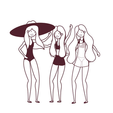 silhouette of women with swimsuit on white background vector illustration designのイラスト素材