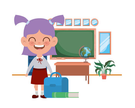 student girl with school supplies in the classroom vector illustration designのイラスト素材