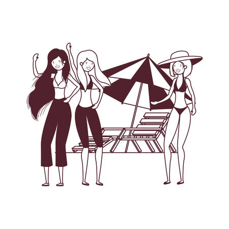silhouette of women with swimsuit on white background vector illustration designのイラスト素材