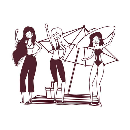 silhouette of women with swimsuit on white background vector illustration designのイラスト素材