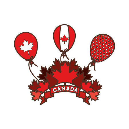 Maple leaf balloon and canada design, Culture national country travel and tourism theme Vector illustrationのイラスト素材