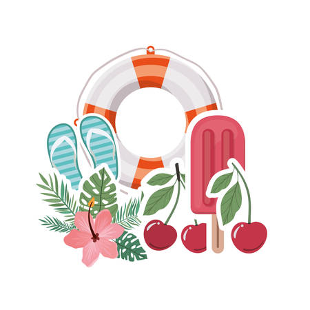 summer objects in white background vector illustration designのイラスト素材