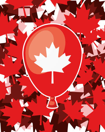 Maple leaf balloon and canada design, Culture national country travel and tourism theme Vector illustrationのイラスト素材