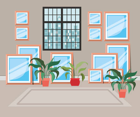 beautiful house corridor place scene vector illustration designのイラスト素材