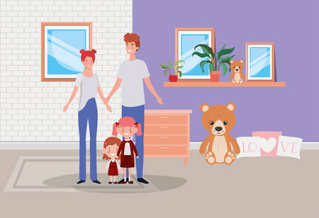 family members in house place scene vector illustration designのイラスト素材
