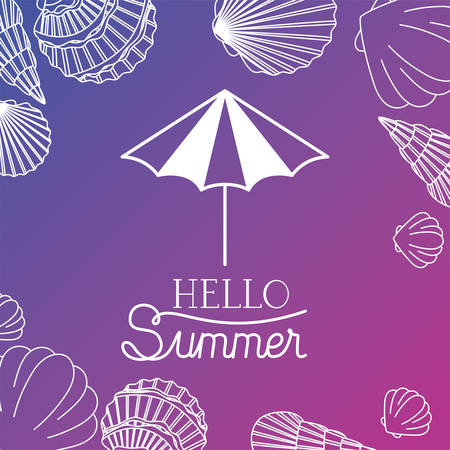 Hello summer and vacation design, Beach tropical relaxation outdoor nature tourism island and season theme Vector illustrationのイラスト素材