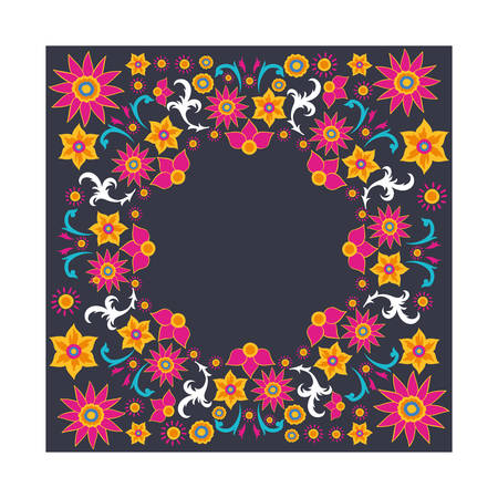 frame of colorful flower of the india vector illustration designのイラスト素材