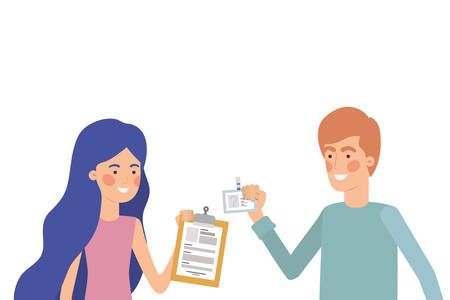 couple couple with office objects in white background vector illustration designのイラスト素材