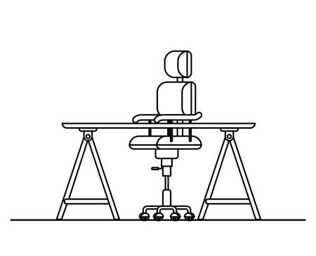 silhouette of office desk with chair icon vector illustration desingのイラスト素材
