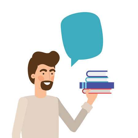 man with books in white background vector illustration designのイラスト素材