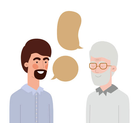 father with son and speech bubble vector illustration designのイラスト素材