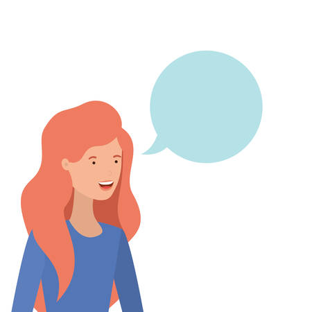 woman with speech bubble avatar character vector illustration designのイラスト素材