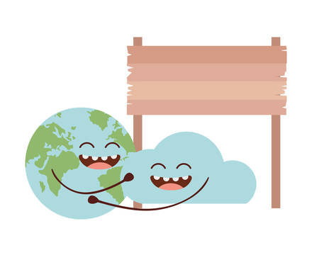 planet earth kawaii isolated icon vector illustration designのイラスト素材