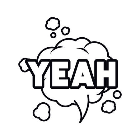 yeah comic words in speech bubble isolated icon vector illustration designのイラスト素材