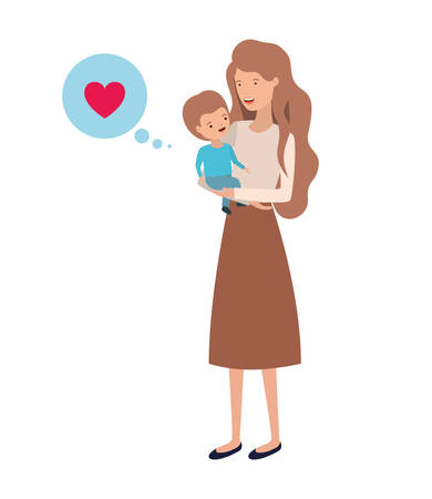 woman with baby and speech bubble avatar character vector illustration designのイラスト素材