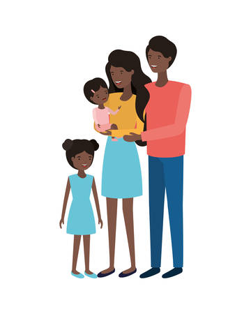 couple of parents with children avatar character vector illustration designのイラスト素材