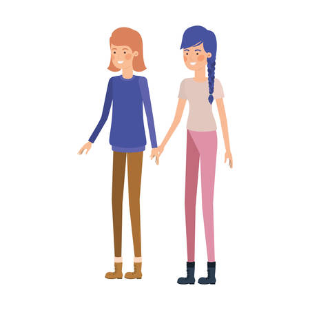 young women in white background avatar character vector illustration designのイラスト素材