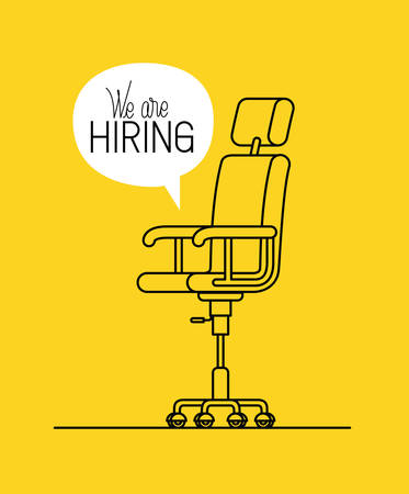 office chair with we are hiring message vector illustration designのイラスト素材