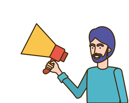 young man with megaphone in the hand vector illustration designのイラスト素材