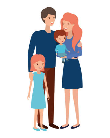 couple of parents with children avatar character vector illustration designのイラスト素材