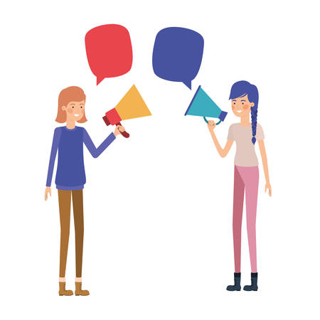 young women with megaphone in the hand vector illustration designのイラスト素材