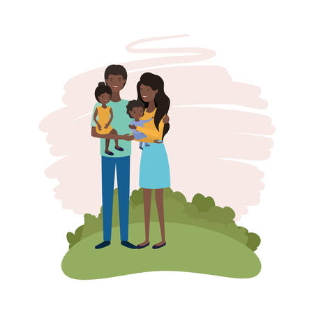 couple of parents with children avatar character vector illustration designのイラスト素材