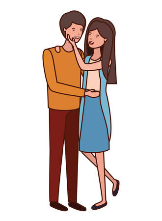 young couple avatar character vector illustration designのイラスト素材
