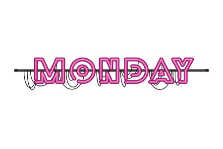 monday label in neon light isolated icon vector illustration designのイラスト素材