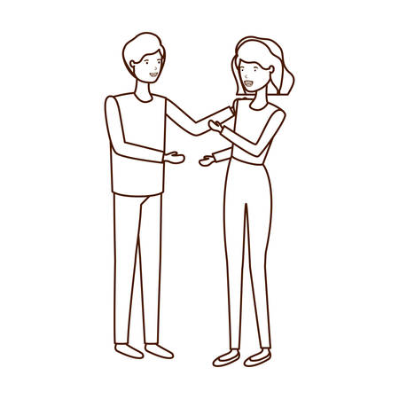 young couple avatar character vector illustration designのイラスト素材