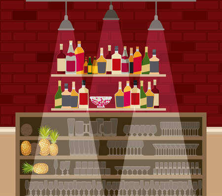 bar with bottles liquor scene vector illustration designのイラスト素材