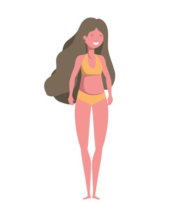 young woman with swimsuit on white background vector illustration designのイラスト素材