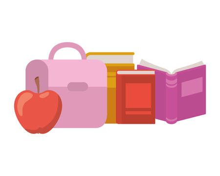 handbag school with notebooks on white background vector illustration designのイラスト素材