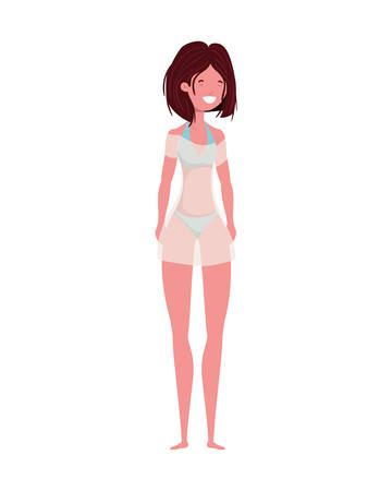young woman with swimsuit on white background vector illustration designのイラスト素材