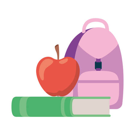 handbag school with notebook on white background vector illustration designのイラスト素材