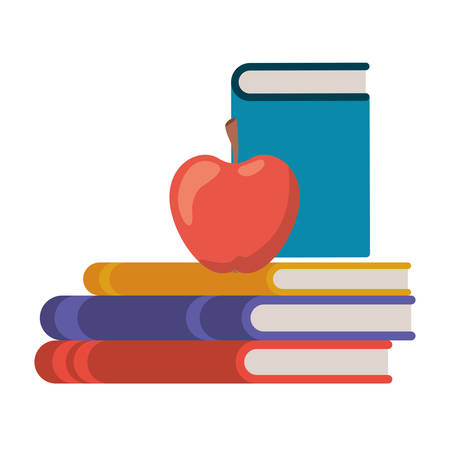 stack of books with apple fruit icon vector illustration designのイラスト素材
