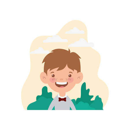 student boy smiling with landscape background vector illustration designのイラスト素材