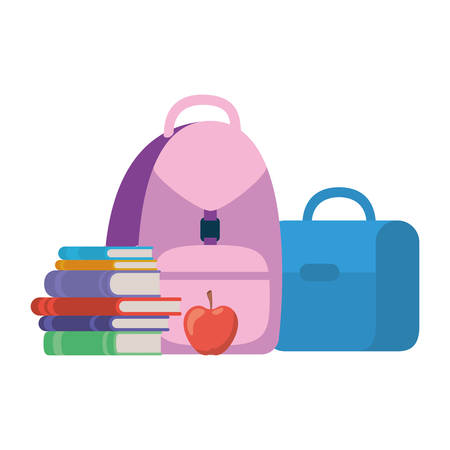 handbag school with notebooks on white background vector illustration designのイラスト素材