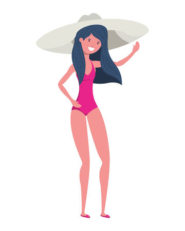 young woman with swimsuit on white background vector illustration designのイラスト素材